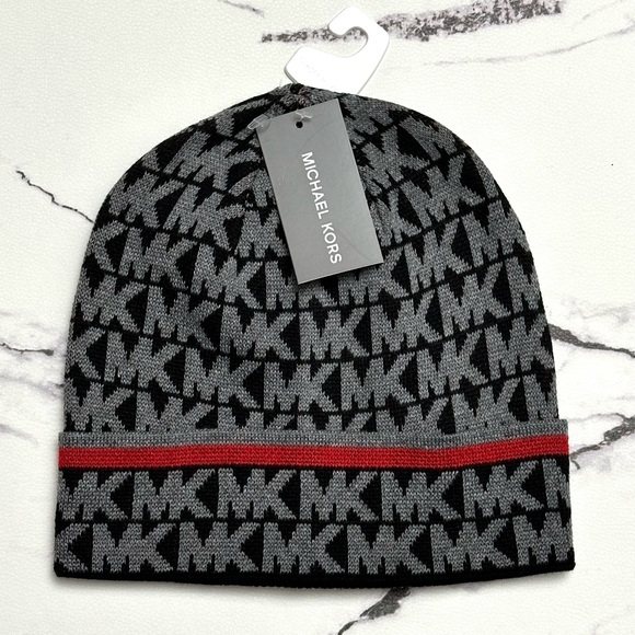 Michael Kors Men’s Beanie Winter Hat Gray Black 33916C Cuffed Style New NWT - Picture 14 of 14